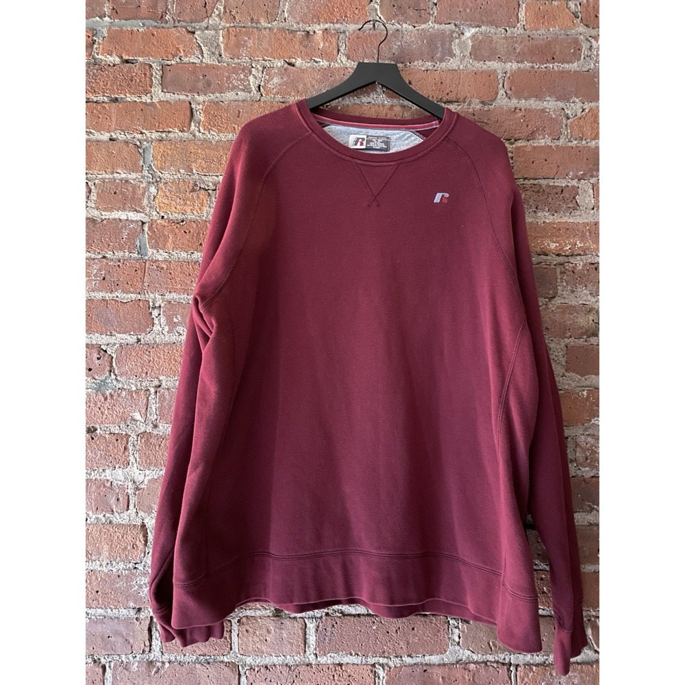 Russell Premium Fleece Crewneck Sweatshirt Mens 2XL Burgundy Red Blank